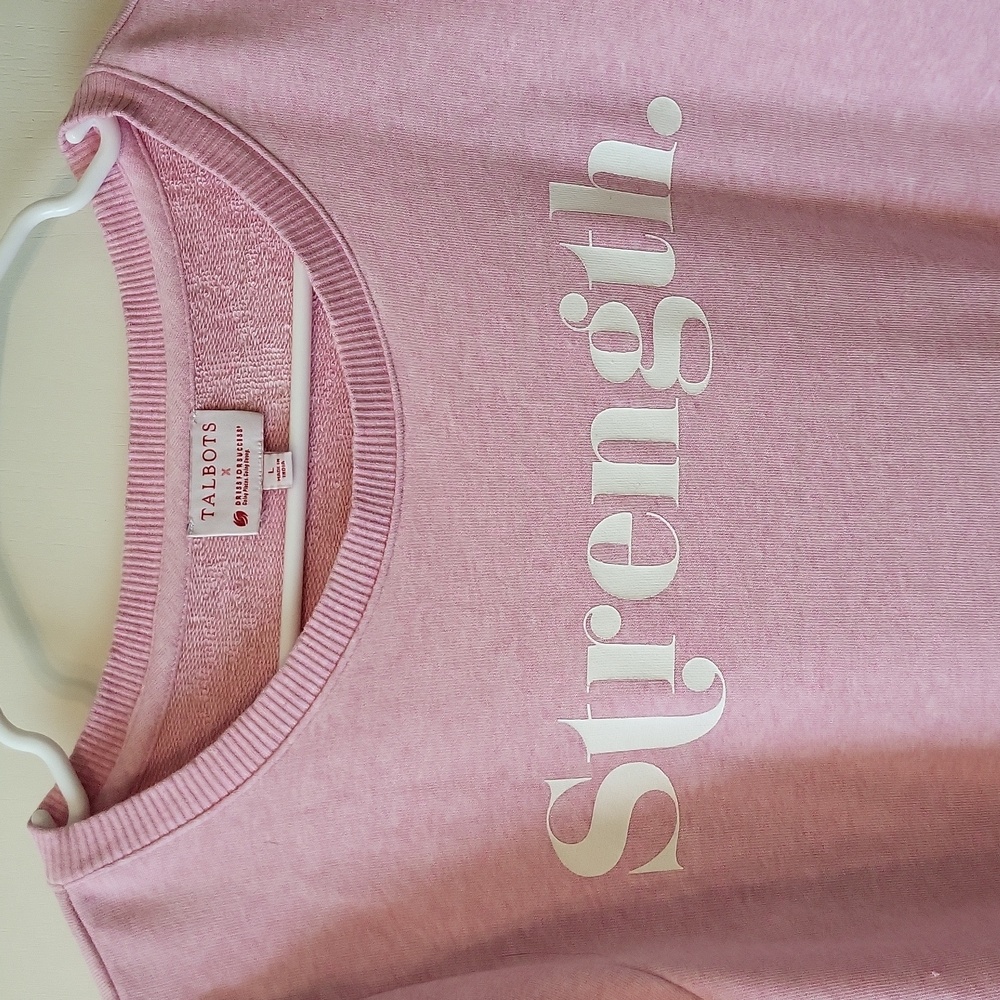 Talbots Pink 'Strength' Sweatshirt Size Large - Picture 2 of 5